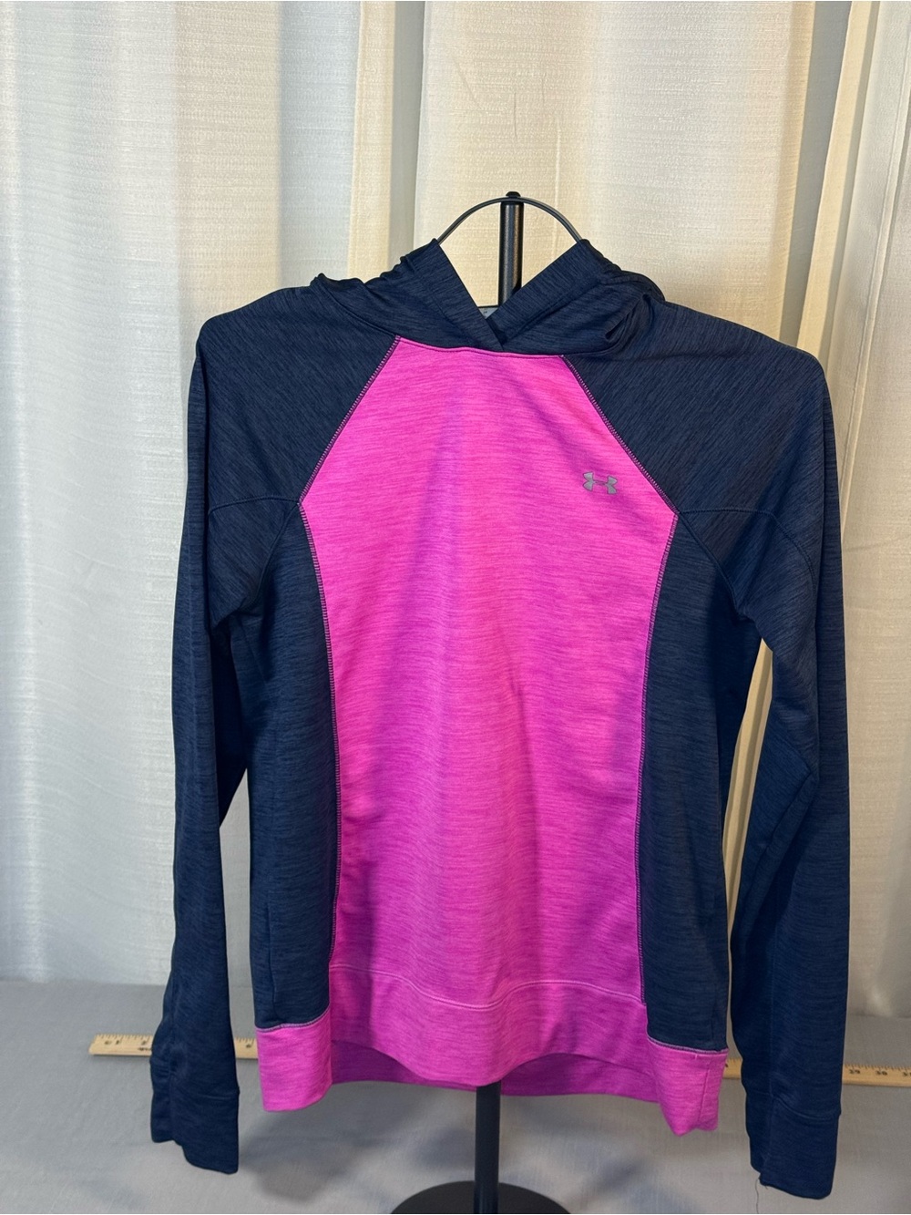 Under Armour Pink and Navy Hooded Long-Sleeve Pullover